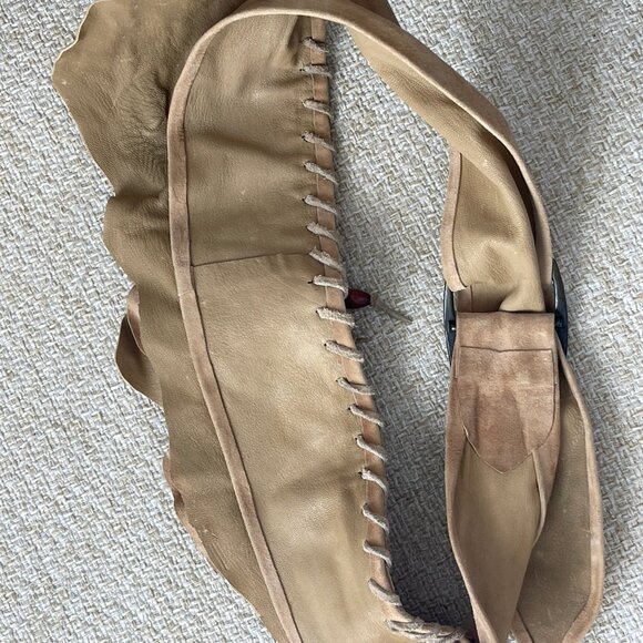 Vintage belt Handmade belt SM Women's wide belt size Beige belt Retro belt 80s - Picture 7 of 9